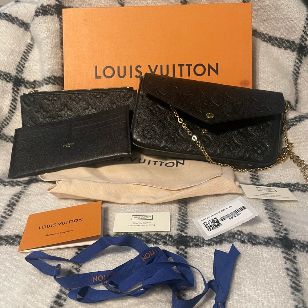 Louis Vuitton Black Leather Monogram Empreinte Pochette Felicie Crossbody 4lk712